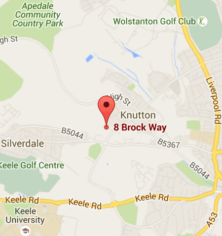 A map of Knutton, an area in Stoke-on-trent